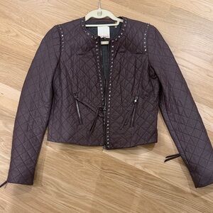 Quilted Stud-Trim Women's Jacket - deep lavender